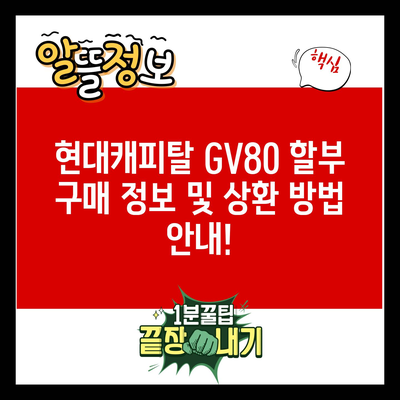 현대캐피탈 GV80 할부 구매 정보 및 상환 방법 안내!