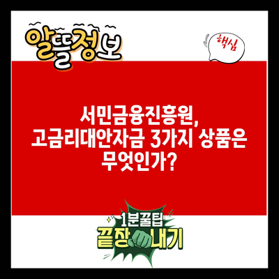 서민금융진흥원, 고금리대안자금 3가지 상품은 무엇인가?