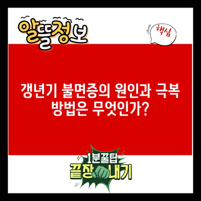 갱년기 불면증의 원인과 극복 방법은 무엇인가?