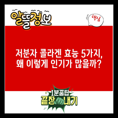 저분자 콜라겐 효능 5가지, 왜 이렇게 인기가 많을까?