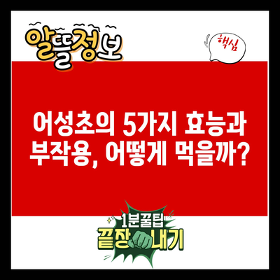 어성초의 5가지 효능과 부작용, 어떻게 먹을까?