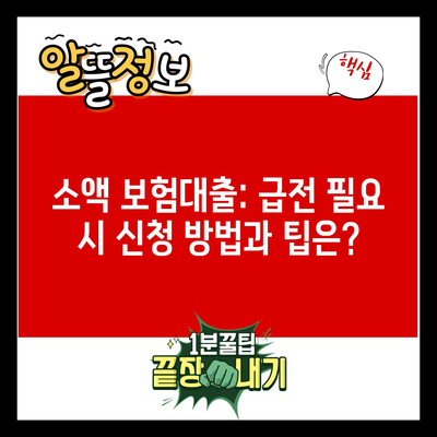 소액 보험대출: 급전 필요 시 신청 방법과 팁은?