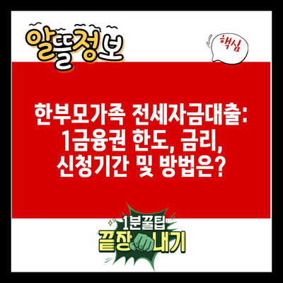 한부모가족 전세자금대출: 1금융권 한도, 금리, 신청기간 및 방법은?