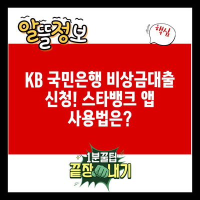 KB 국민은행 비상금대출 신청! 스타뱅크 앱 사용법은?