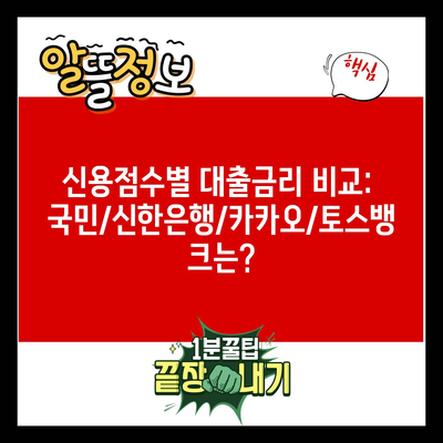 신용점수별 대출금리 비교: 국민/신한은행/카카오/토스뱅크는?