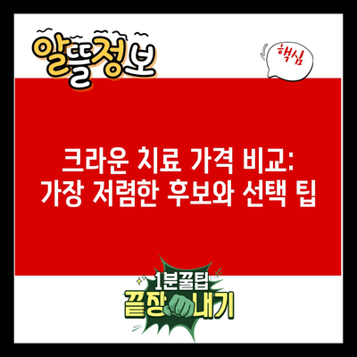 크라운 치료 가격 비교: 가장 저렴한 후보와 선택 팁