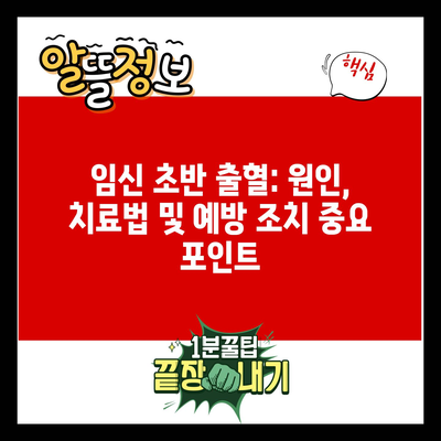 임신 초반 출혈: 원인, 치료법 및 예방 조치 중요 포인트