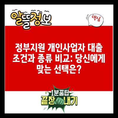 정부지원 개인사업자 대출 조건과 종류 비교: 당신에게 맞는 선택은?