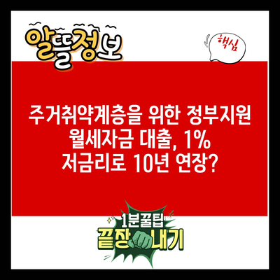 주거취약계층을 위한 정부지원 월세자금 대출, 1% 저금리로 10년 연장?