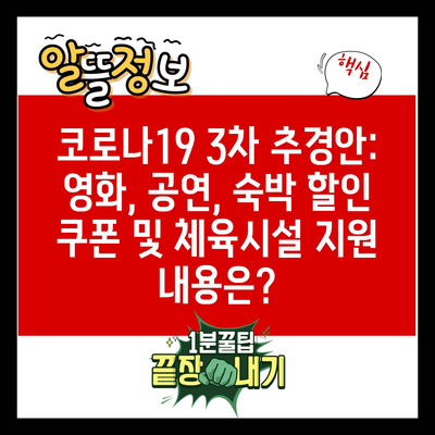 코로나19 3차 추경안: 영화, 공연, 숙박 할인 쿠폰 및 체육시설 지원 내용은?