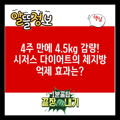 4주 만에 4.5kg 감량! 시저스 다이어트의 체지방 억제 효과는?