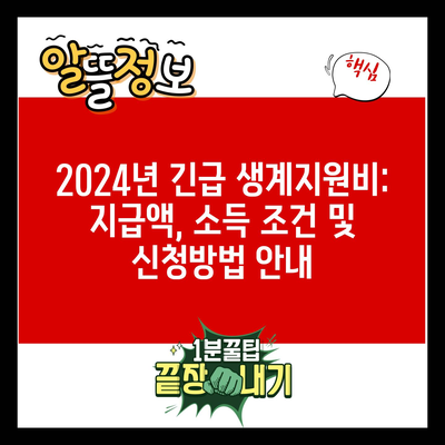 2024년 긴급 생계지원비: 지급액, 소득 조건 및 신청방법 안내