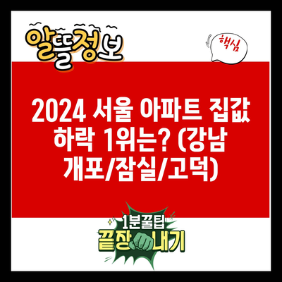 2024 서울 아파트 집값 하락 1위는? (강남 개포/잠실/고덕)