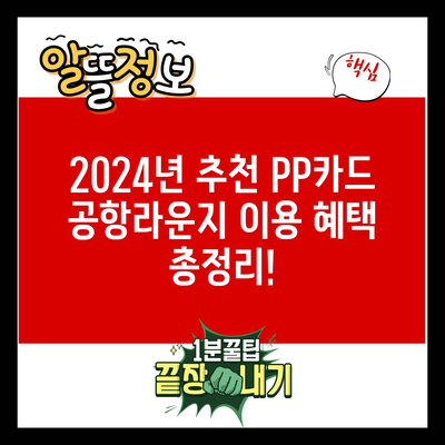 2024년 추천 PP카드 공항라운지 이용 혜택 총정리!