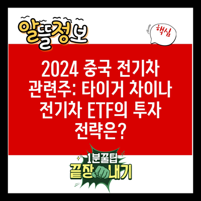 2024 중국 전기차 관련주: 타이거 차이나 전기차 ETF의 투자 전략은?