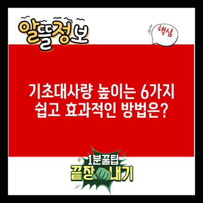 기초대사량 높이는 6가지 쉽고 효과적인 방법은?