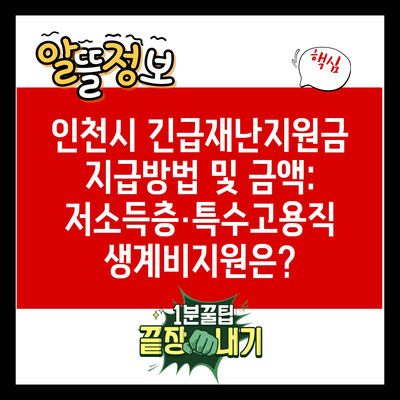 인천시 긴급재난지원금 지급방법 및 금액: 저소득층·특수고용직 생계비지원은?