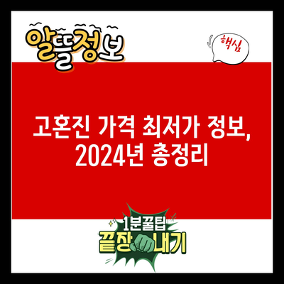 고혼진 가격 최저가 정보, 2024년 총정리