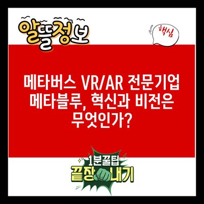 메타버스 VR/AR 전문기업 메타블루, 혁신과 비전은 무엇인가?