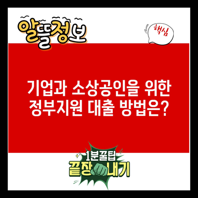 기업과 소상공인을 위한 정부지원 대출 방법은?