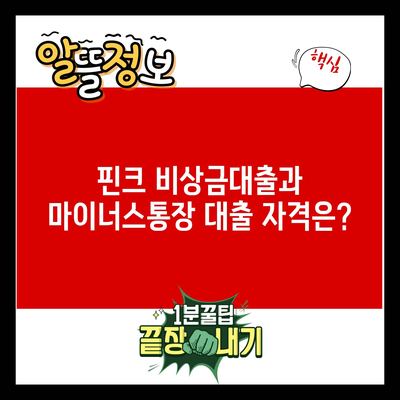 핀크 비상금대출과 마이너스통장 대출 자격은?