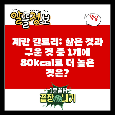 계란 칼로리: 삶은 것과 구운 것 중 1개에 80kcal로 더 높은 것은?