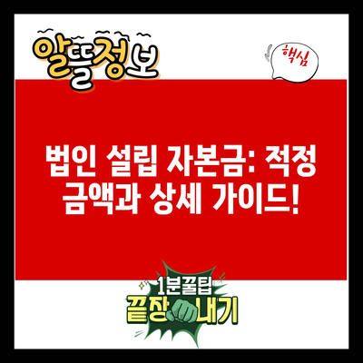 법인 설립 자본금: 적정 금액과 상세 가이드!