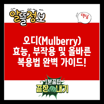 오디(Mulberry) 효능, 부작용 및 올바른 복용법 완벽 가이드!