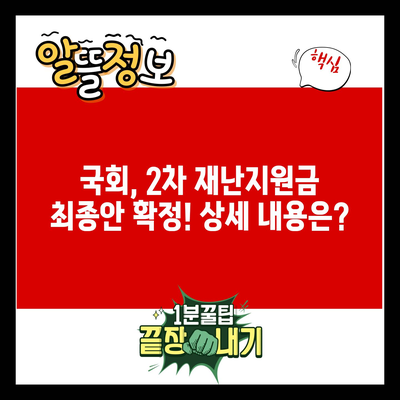 국회, 2차 재난지원금 최종안 확정! 상세 내용은?