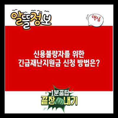 신용불량자를 위한 긴급재난지원금 신청 방법은?