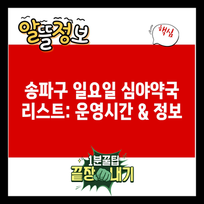 송파구 일요일 심야약국 리스트: 운영시간 & 정보