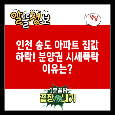 인천 송도 아파트 집값 하락! 분양권 시세폭락 이유는?