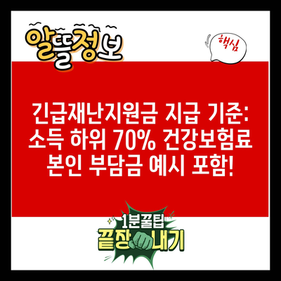 긴급재난지원금 지급 기준: 소득 하위 70% 건강보험료 본인 부담금 예시 포함!