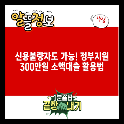 신용불량자도 가능! 정부지원 300만원 소액대출 활용법