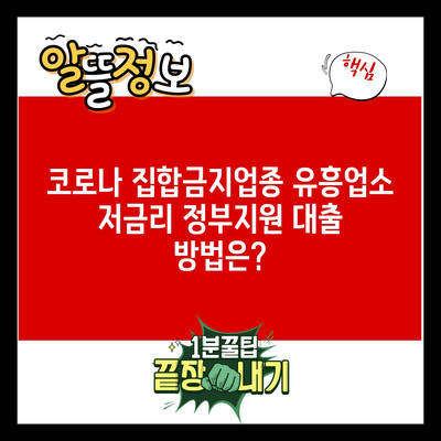 코로나 집합금지업종 유흥업소 저금리 정부지원 대출 방법은?