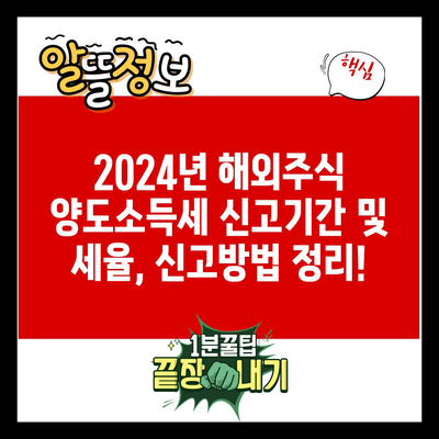 2024년 해외주식 양도소득세 신고기간 및 세율, 신고방법 정리!