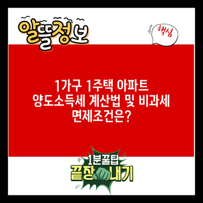 1가구 1주택 아파트 양도소득세 계산법 및 비과세 면제조건은?