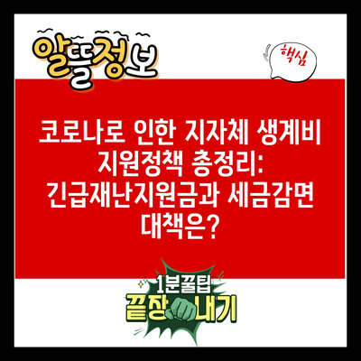 코로나로 인한 지자체 생계비 지원정책 총정리: 긴급재난지원금과 세금감면 대책은?