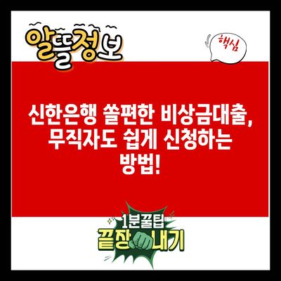 신한은행 쏠편한 비상금대출, 무직자도 쉽게 신청하는 방법!