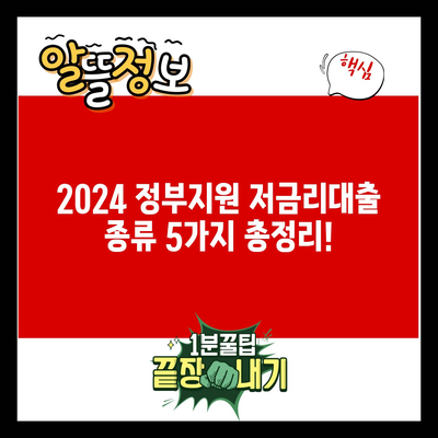 2024 정부지원 저금리대출 종류 5가지 총정리!