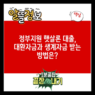 정부지원 햇살론 대출, 대환자금과 생계자금 받는 방법은?