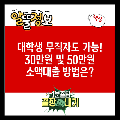 대학생 무직자도 가능! 30만원 및 50만원 소액대출 방법은?