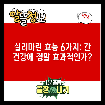 실리마린 효능 6가지: 간 건강에 정말 효과적인가?