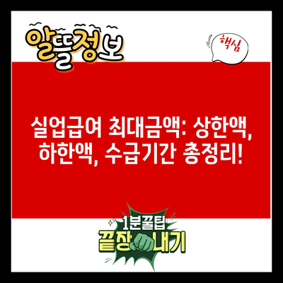 실업급여 최대금액: 상한액, 하한액, 수급기간 총정리!