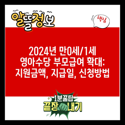 2024년 만0세/1세 영아수당 부모급여 확대: 지원금액, 지급일, 신청방법