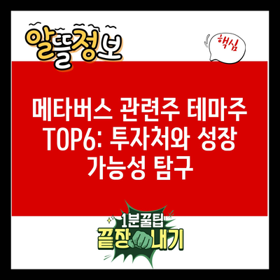 메타버스 관련주 테마주 TOP6: 투자처와 성장 가능성 탐구