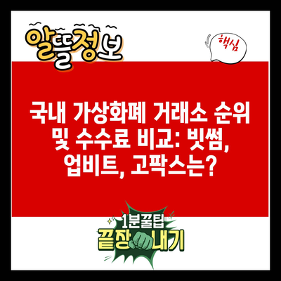 국내 가상화폐 거래소 순위 및 수수료 비교: 빗썸, 업비트, 고팍스는?