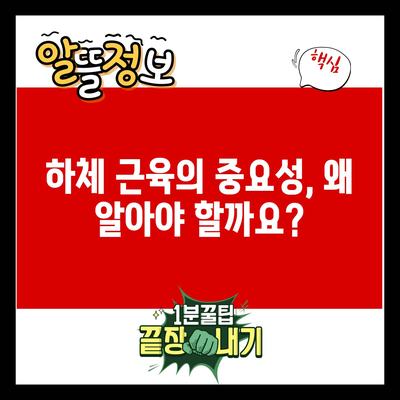 하체 근육의 중요성, 왜 알아야 할까요?