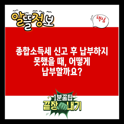 종합소득세 신고 후 납부하지 못했을 때, 어떻게 납부할까요?