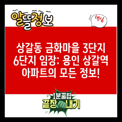 상갈동 금화마을 3단지 6단지 임장: 용인 상갈역 아파트의 모든 정보!